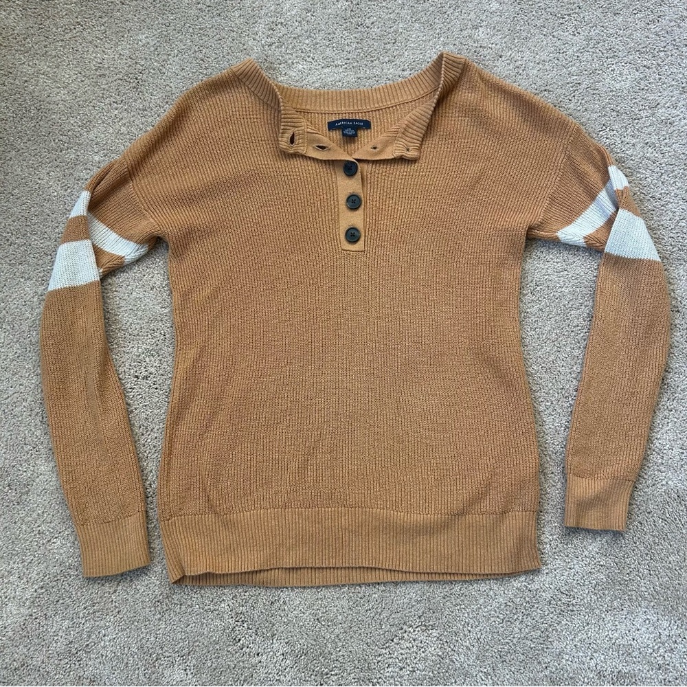 Women's Tan Sweater with Button Detail